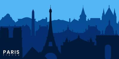 París ciudad horizonte. silueta ciudad París Francia azul antecedentes. vector ilustración