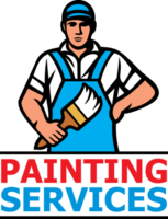 Painting Services Design - a Professional Painter Holding a Paint Brush. PNG Illustration.