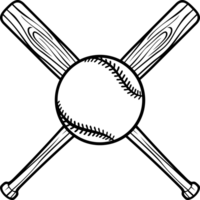 Baseball Ball and Crossed Bats PNG Illustration