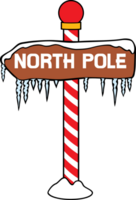 North Pole Wooden Sign PNG Illustration