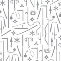 Pattern with Icons of Ninja Weapons PNG Illustration
