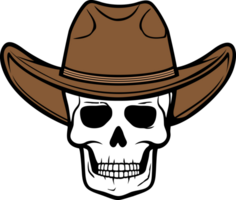 schedel en cowboy hoed PNG illustratie