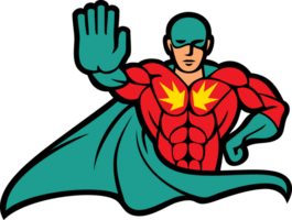 Superhero Gesturing Stop Sign PNG Illustration