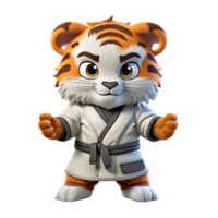 3d tijger mascotte slijtage judo kostuum ,ai generatief png