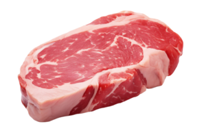 un pedazo de crudo carne en un transparente fondo, ai generativo png