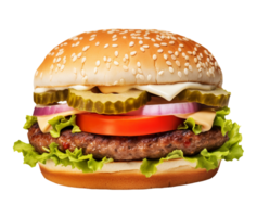 uma Hamburger em uma transparente fundo, ai generativo png