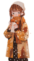 little girl with hot  cocoa autumn country life AI Generative png