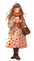 little girl with hot  cocoa autumn country life AI Generative png