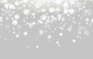 Abstract christmas background with snowflakes, gray, white bokeh. Vector backgrounds.