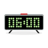 Digital clock alarm 6 a.m. Time clock digital, display modern electronic. Vector illustration