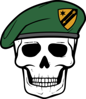 Skull with Military Beret PNG Illustration