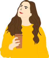 mujer tomando cafe png