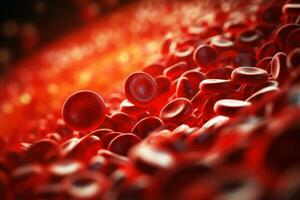 A blood clot or thrombus can obstruct the flow of red blood photo