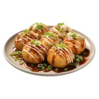 3d delicous takoyaki japansk mat ,ai generativ png