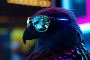 Cool cyber punk eagle. Generate ai photo