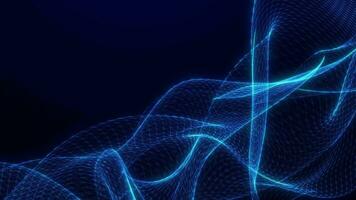 Abstract wave with moving particles blue, futuristic on blue background, Wave Effect digital network connection, big data, 3D, 4K video