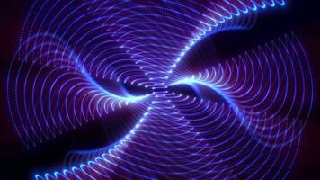 trogen rotation av spiral form emitterande ljus strålar av ljus, abstrakt teknologi rörelse bakgrund video