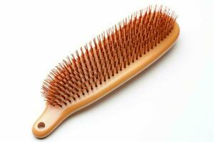 Hairbrush wooden material isolated on white background. Generate Ai photo