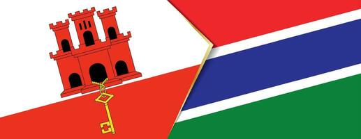 Gibraltar and Gambia flags, two vector flags.