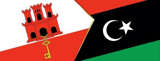 Gibraltar and Libya flags, two vector flags.