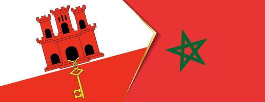 Gibraltar and Morocco flags, two vector flags.