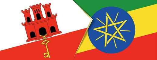 Gibraltar and Ethiopia flags, two vector flags.