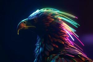 Falcon with bright colorful shades. Generate ai photo