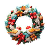 3D Beautiful Christmas Wreath, ai generative png