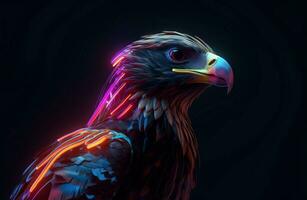 Falcon with neon colorful shades. Generate ai photo