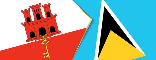 Gibraltar and Saint Lucia flags, two vector flags.