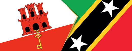 Gibraltar and Saint Kitts and Nevis flags, two vector flags.