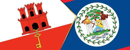 Gibraltar and Belize flags, two vector flags.