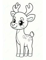 reindeer winter and christmas coloring page for kids photo