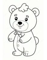 teddy bear  coloring page for winter and christmas for kids photo