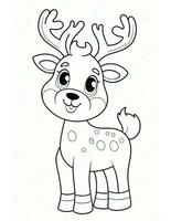 reindeer winter and christmas coloring page for kids photo