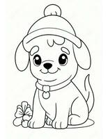 dog  coloring page for winter and christmas for kids photo