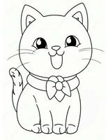 cat coloring page for winter and christmas for kids photo