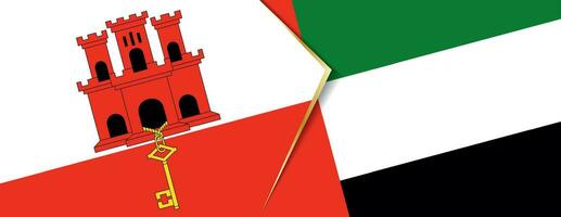 Gibraltar and United Arab Emirates flags, two vector flags.