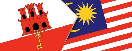 Gibraltar and Malaysia flags, two vector flags.