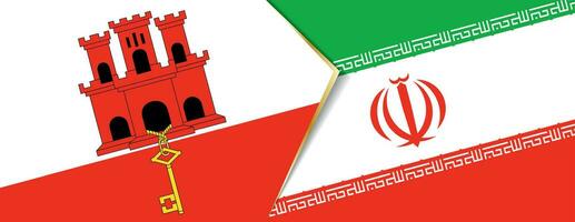 Gibraltar and Iran flags, two vector flags.