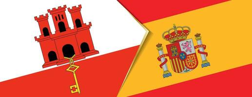 Gibraltar and Spain flags, two vector flags.