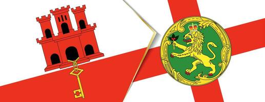 Gibraltar and Alderney flags, two vector flags.