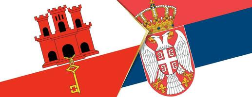 Gibraltar and Serbia flags, two vector flags.