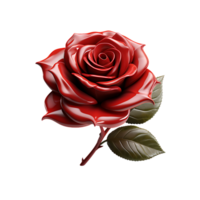 3D Beautiful Red Rose, ai generative png