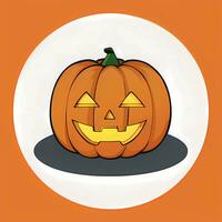 Cute Pumpkin Halloween Sticker Cartoon Illustration Style photo