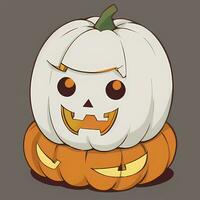 Cute Pumpkin Halloween Sticker Cartoon Illustration Style photo