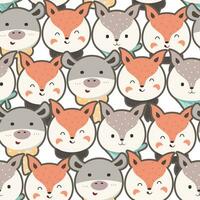 Vector seamless pattern with cute cartoon animal background illustration