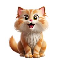 3D Cute Cat Mascot Character, ai generative png