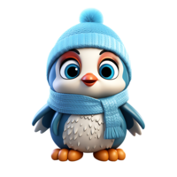 3d Navidad pingüino mascota personaje, ai generativo png