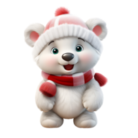 3D Cute Christmas Bear Mascot Character, ai generative png